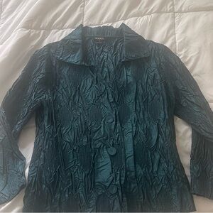 Veeca Top Size XL Crinkle Teal Christmas Holiday Party Church Career Festive